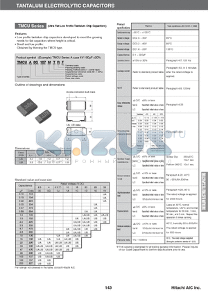 TMCUA0G156 datasheet - TANTALUM ELECTROLYTIC CAPACITORS