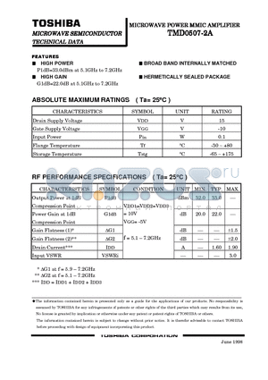 TMD0507-2A_07 datasheet - MICROWAVE POWER MMIC AMPLIFIER