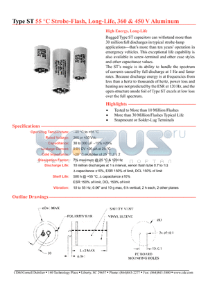 ST121V360J052 datasheet - 55 `C Strobe-Flash, Long-Life, 360 & 450 V Aluminum