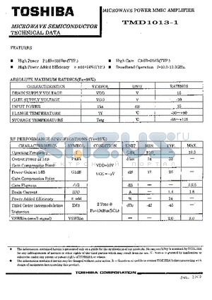 TMD1013-1 datasheet - MICROWAVE POWER MMIC AMPLIFIER