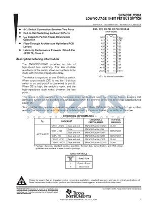 SN74CBTLV3861 datasheet - LOW-VOLTAGE 10-BIT FET BUS SWITCH