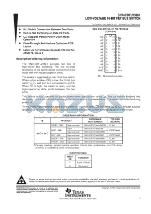 SN74CBTLV3861PWR datasheet - LOW-VOLTAGE 10-BIT FET BUS SWITCH