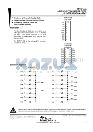 SN74F1056 datasheet - 8-BIT SCHOTTKY BARRIER DIODE BUS-TERMINATION ARRAY