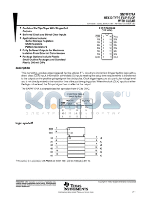 SN74F174AD datasheet - HEX D-TYPE FLIP-FLOP WITH CLEAR