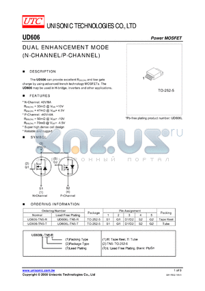 UD606-TN5-R datasheet - DUAL ENHANCEMENT MODE (N-CHANNEL/P-CHANNEL)