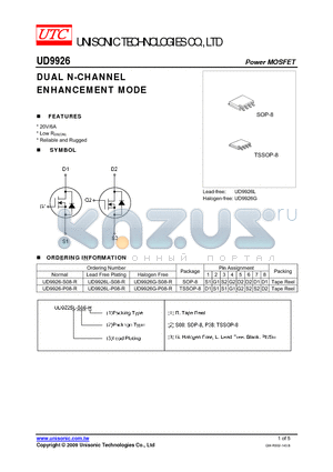 UD9926G-P08-R datasheet - DUAL N-CHANNEL ENHANCEMENT MODE