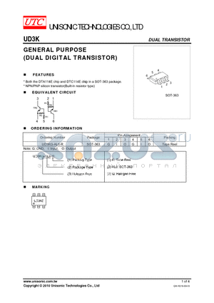 UD3K datasheet - GENERAL PURPOSE DUAL DIGITAL TRANSISTOR)