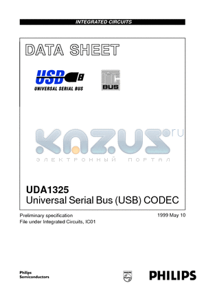 UDA1325PS datasheet - Universal Serial Bus USB CODEC