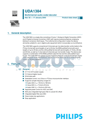 UDA1384H datasheet - Multichannel audio coder-decoder