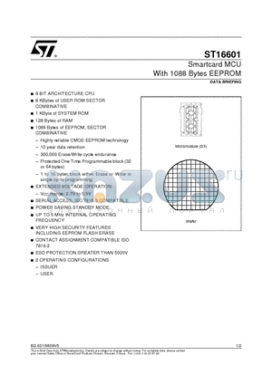 ST16601 datasheet - Smartcard MCU With 1088 Bytes EEPROM