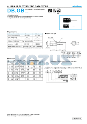 UDB1H100MHM datasheet - ALUMINUM ELECTROLYTIC CAPACITORS