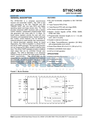 ST16C1450 datasheet - 2.97V TO 5.5V UART