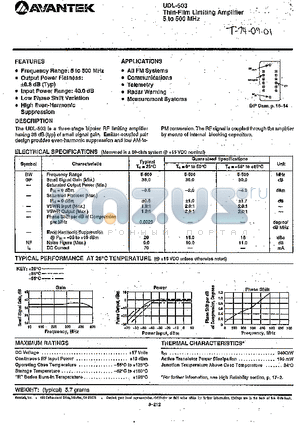 UDL-503 datasheet - Thin-Film Limiting Amplifier