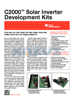 TMDSHVMPPTKIT datasheet - C2000 Solar Inverter Development Kits