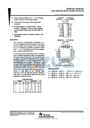 SN74F350 datasheet - 4-BIT SHIFTER WITH 3-STATE OUTPUTS