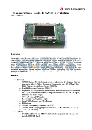 TMDXEVM8148 datasheet - DM814x /AM387x Evaluation