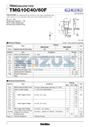 TMG10C40 datasheet - TRIAC ( ISOLATED TYPE )