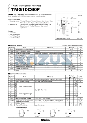 TMG10C60F datasheet - TRIAC (Through Hole / Isolated)