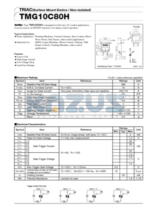 TMG10C80H datasheet - TRIAC(Surface Mount Device/Non-isolated)