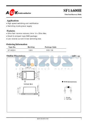 SF1A600H datasheet - Ultra Fast Recovery Diode