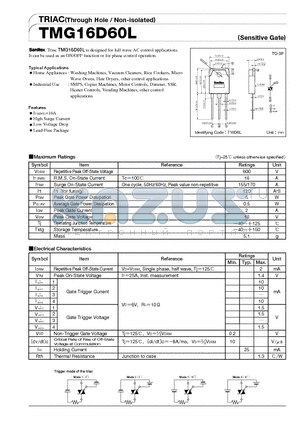 TMG16D60L datasheet - TRIAC(Through Hole/Non-isolated)