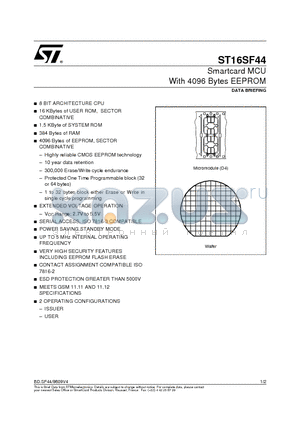 ST16SF44 datasheet - Smartcard MCU With 4096 Bytes EEPROM