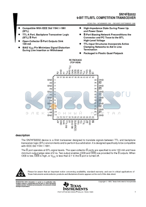 SN74FB2032 datasheet - 9-BIT TTL/BTL COMPETITION TRANSCEIVER