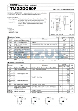 TMG2DQ60F datasheet - TRIAC(Through Hole/Isolated)