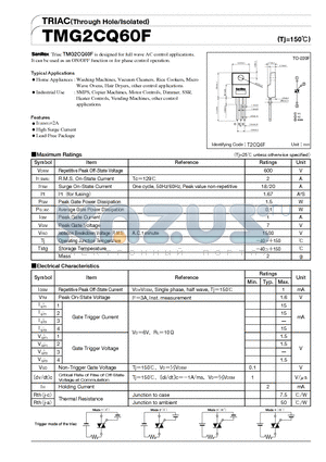 TMG2CQ60F datasheet - TRIAC(Through Hole/Isolated)