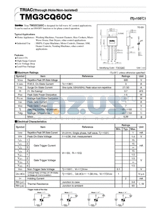 TMG3CQ60C datasheet - TRIAC(Through Hole/Non-isolated)