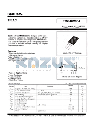 TMG40C80J datasheet - full wave AC control applications