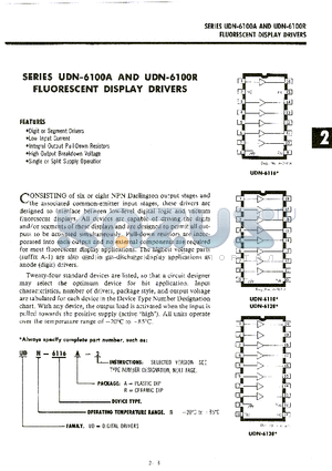 UDN-6100A_1 datasheet - FLUORESCENT DISPLAY DRIVERS