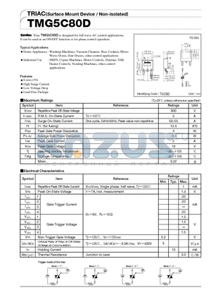 TMG5C80D datasheet - TRIAC(Surface Mount Device/Non-isolated)