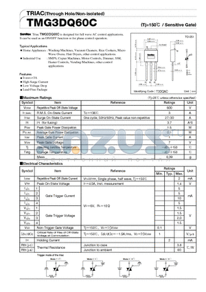 TMG3DQ60C datasheet - TRIAC(Through Hole/Non-isolated)