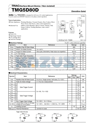 TMG5D80D datasheet - TRIAC(Surface Mount Device/Non-isolated)