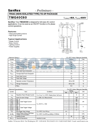 TMG40C60 datasheet - TRIAC (NON-ISOLATED TYPE) TO-3P PACKAGE