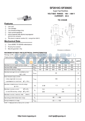 SF2010C datasheet - Super Fast Rectifiers