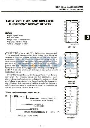 UDN-6116A-2 datasheet - FLUORESCENT DISPLAY DRIVERS