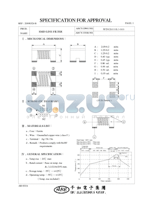 SF2012161YL datasheet - SMD LINE FILTER