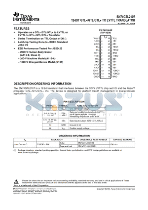 SN74GTL2107PWRG4 datasheet - 12-BIT GTL-/GTL/GTL TO LVTTL TRANSLATOR