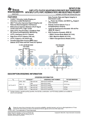 SN74GTLP1394PWR datasheet - 2-BIT LVTTL-TO-GTLP ADJUSTABLE-EDGE-RATE BUS TRANSCEIVER WITH SPLIT LVTTL PORT, FEEDBACK PATH, AND SELECTABLE POLARITY