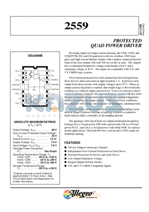 UDN2559EB datasheet - PROTECTED QUAD POWER DRIVER