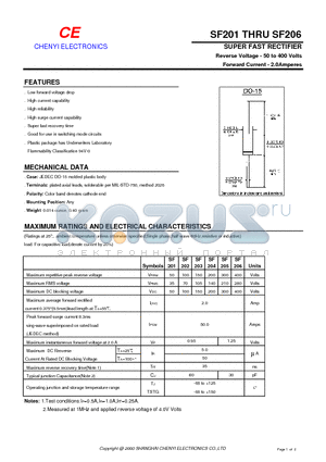 SF203 datasheet - SUPER FAST RECTIFIER