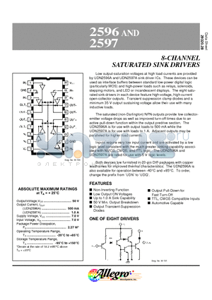 UDN2596A datasheet - 8-CHANNEL SATURATED SINK DRIVERS