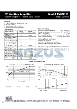 TMJ9911 datasheet - RF Limiting Amplifier