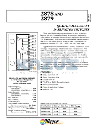 UDN2879 datasheet - QUAD HIGH-CURRENT DARLINGTON SWITCHES