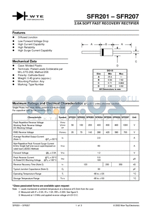 SF204-T3 datasheet - 2.0A SOFT FAST RECOVERY RECTIFIER