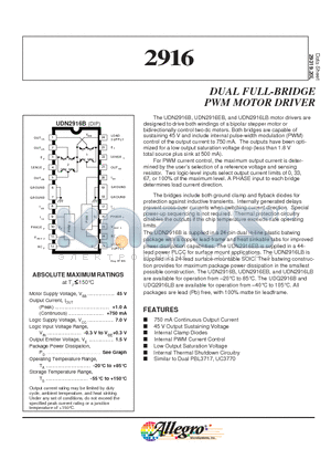 UDN2916EB-T datasheet - DUAL FULL-BRIDGE PWM MOTOR DRIVER