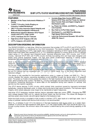 SN74GTLPH3245 datasheet - 32-BIT LVTTL-TO-GTLP ADJUSTABLE-EDGE-RATE BUS TRANSCEIVER