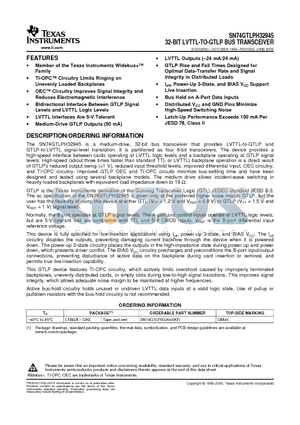 SN74GTLPH32945KR datasheet - 32-BIT LVTTL-TO-GTLP BUS TRANSCEIVER